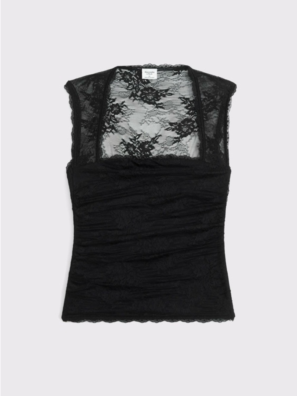 Abercrombie & Fitch Black Floral Lace Ruched Sleeveless Top XS Sheer Whimsigoth